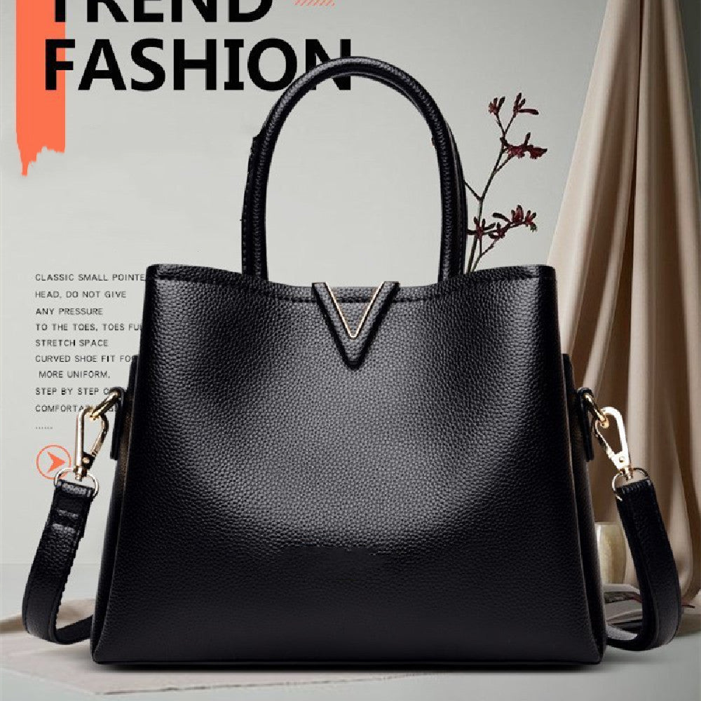Cuir surface souple portable et à la mode trois intercalaires de grandes capacités fourre-tout