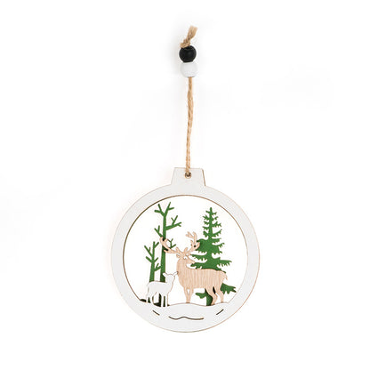 Décorations en bois d'arbre de Noël transfrontalières, pour fêtes, ameublement de maison, magasins de rassemblement, traitement et vente en gros de pendentifs de Noël 3D évidés.