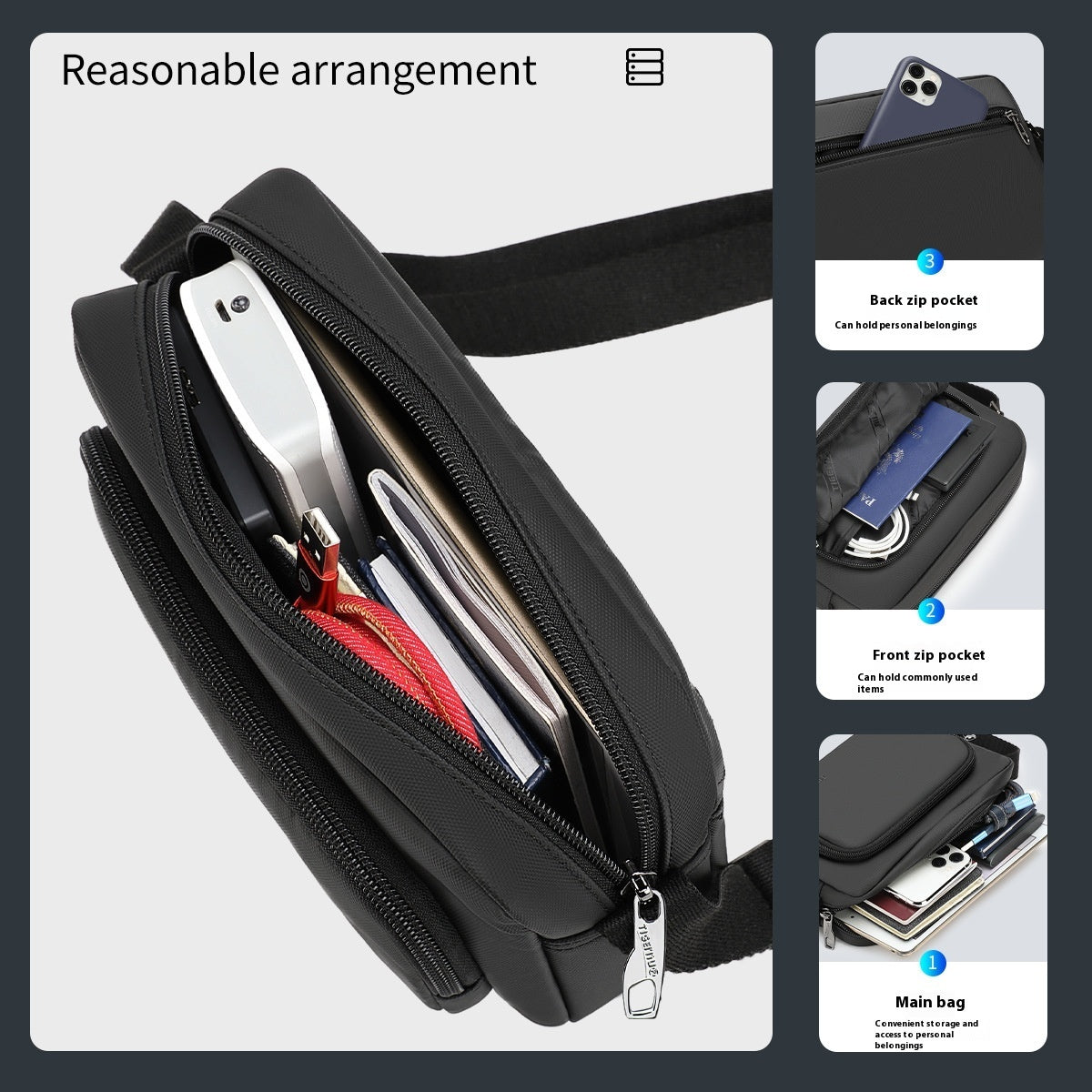 Sacoche de montagne Homme simplicité Sac à bandoulière tendance TP