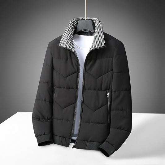 Manteau en coton à col montant grande taille pour homme, veste pour homme rond, manteau matelassé pour homme, manteau épais pour homme