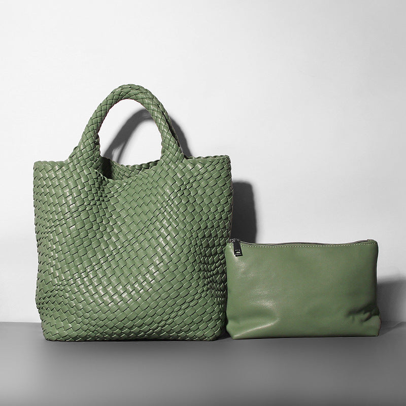 Sac seau en cuir souple Sac à boulettes tricoté à une épaule