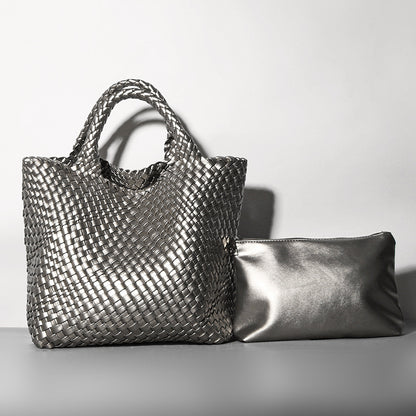 Sac seau en cuir souple Sac à boulettes tricoté à une épaule