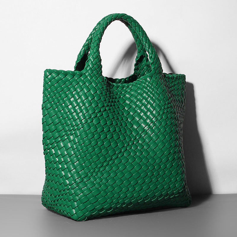 Sac seau en cuir souple Sac à boulettes tricoté à une épaule