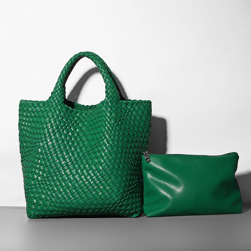 Sac seau en cuir souple Sac à boulettes tricoté à une épaule