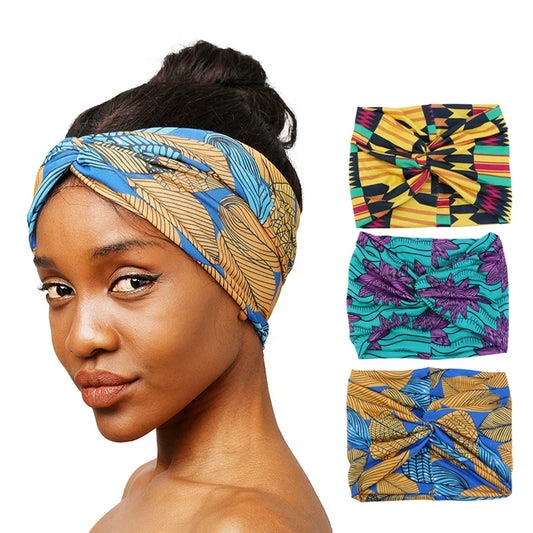 Nouveau modèle africain torsion Style bandeau élastique Double couche Bandana sport course bandeau pour femmes chapeaux cheveux accessoires