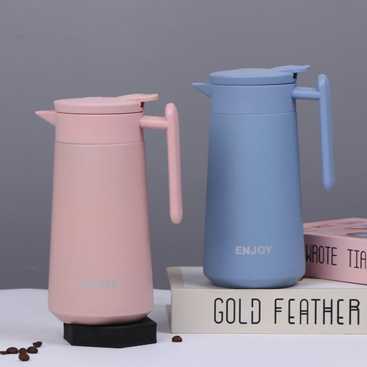 Colorful 304 stainless steel vacuum cup large capacity portable portable pot home Korean creative coffee pot