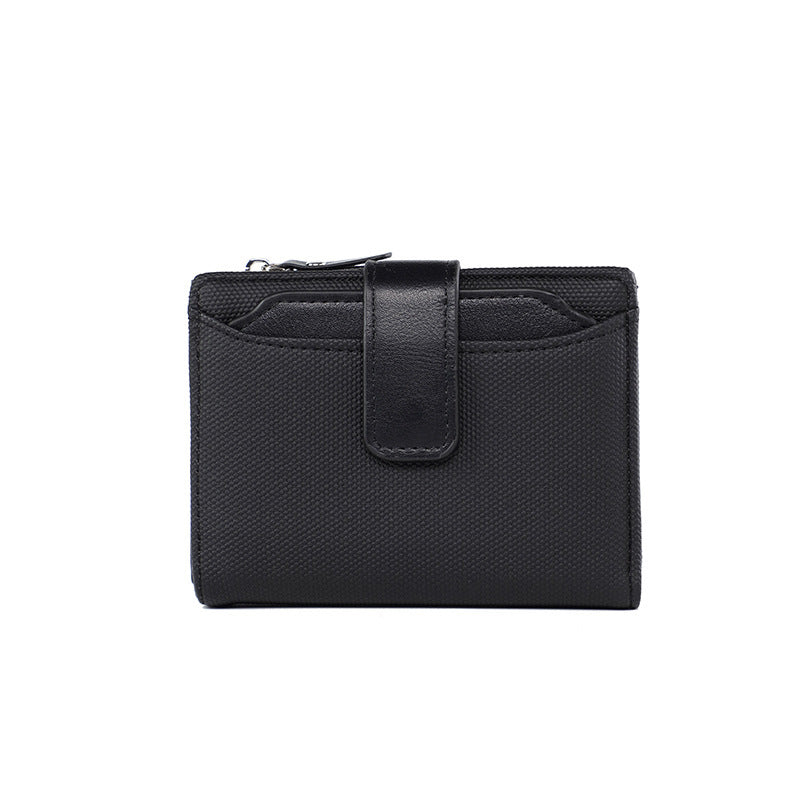 Portefeuille court en cuir de couleur unie pour femme
