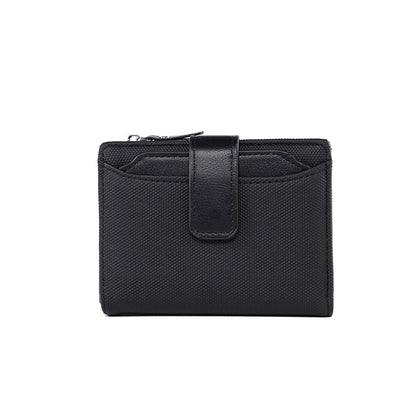 Portefeuille court en cuir de couleur unie pour femme