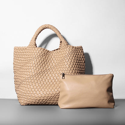 Sac seau en cuir souple Sac à boulettes tricoté à une épaule