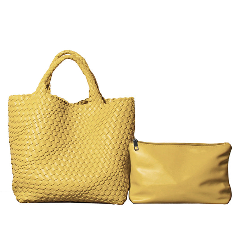 Sac seau en cuir souple Sac à boulettes tricoté à une épaule