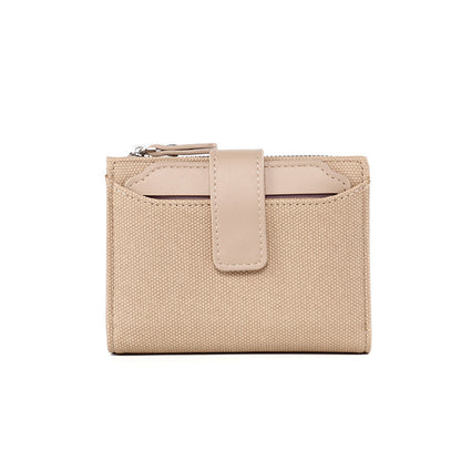 Portefeuille court en cuir de couleur unie pour femme