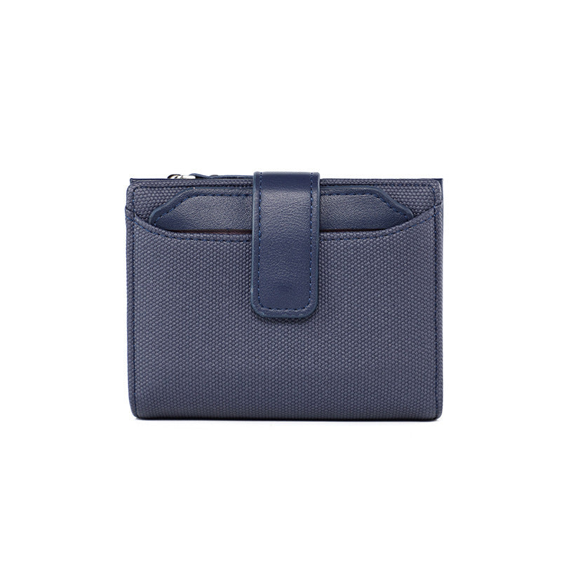 Portefeuille court en cuir de couleur unie pour femme