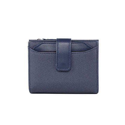 Portefeuille court en cuir de couleur unie pour femme