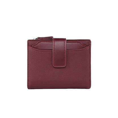 Portefeuille court en cuir de couleur unie pour femme